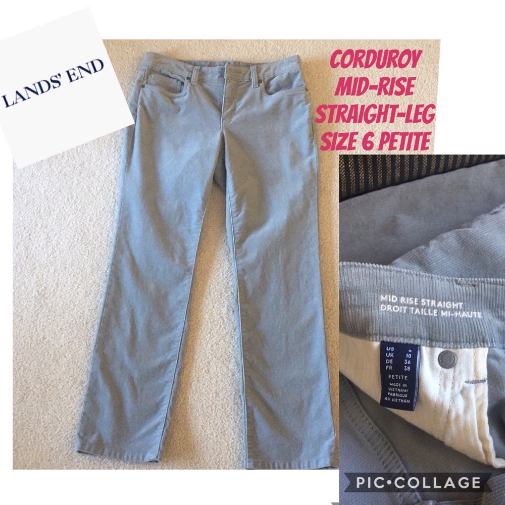 Lands End- mid-rise, straight leg, corduroy pants